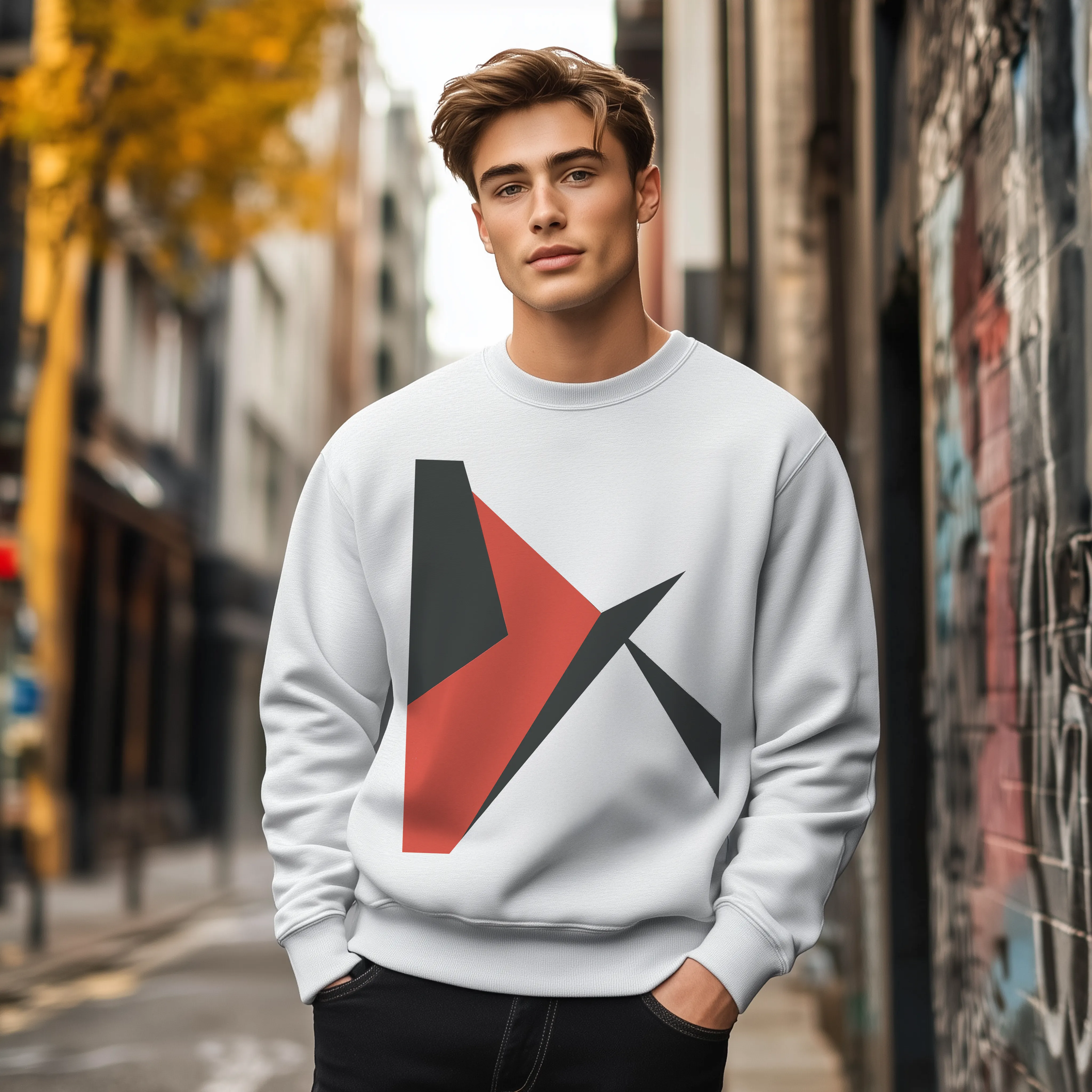 Abstract Stack Graphic Sweatshirt