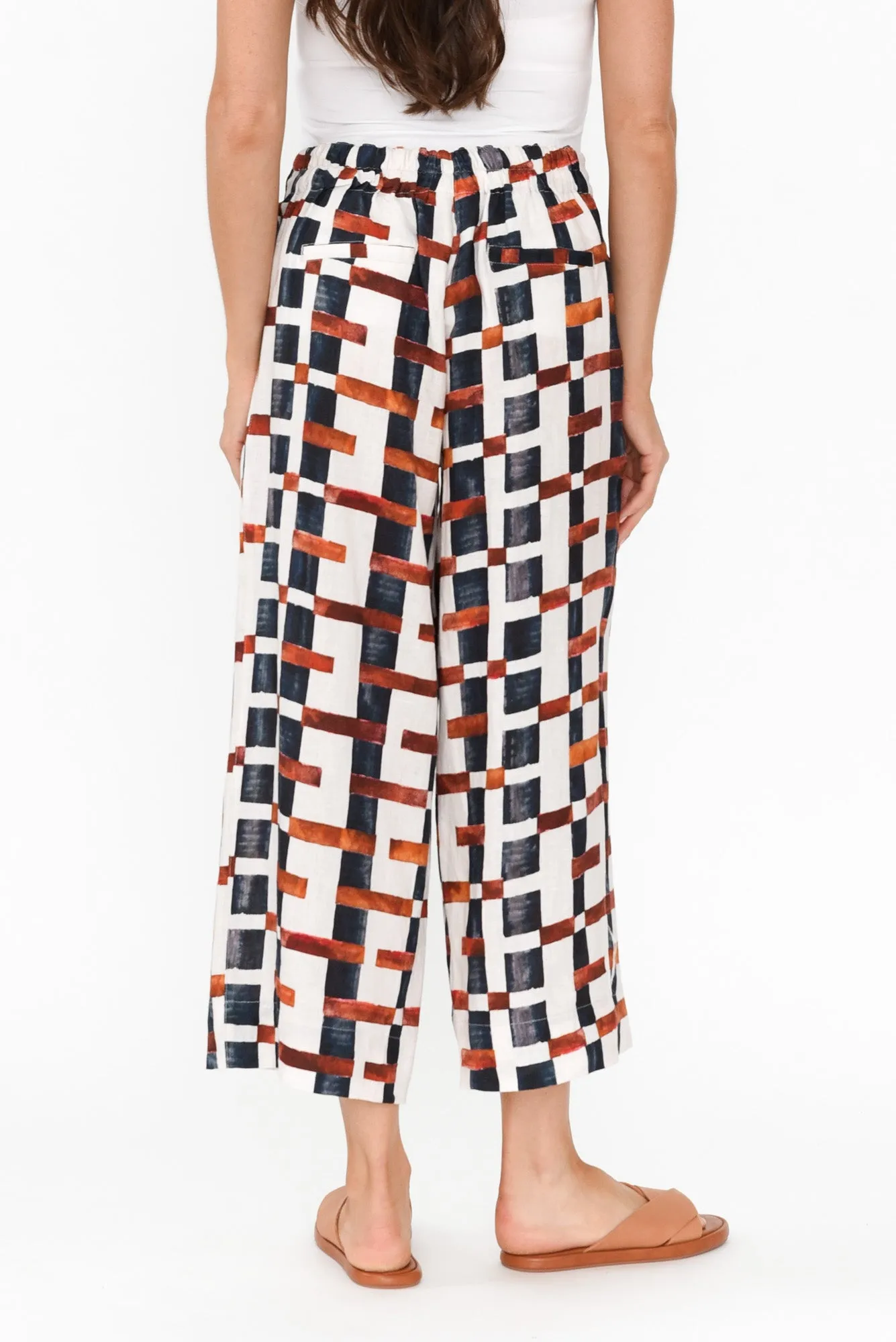 Adina Brown Geo Linen Pants