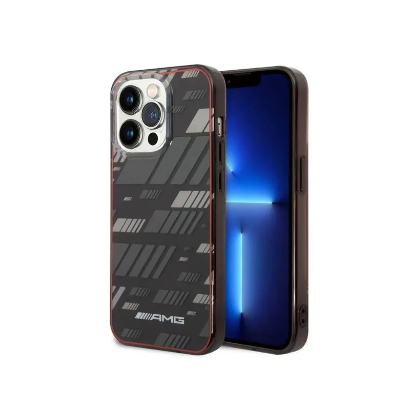 AMG Apple iPhone 14 Pro Transparent Double Layer Case Expressive Graphic Design - Black
