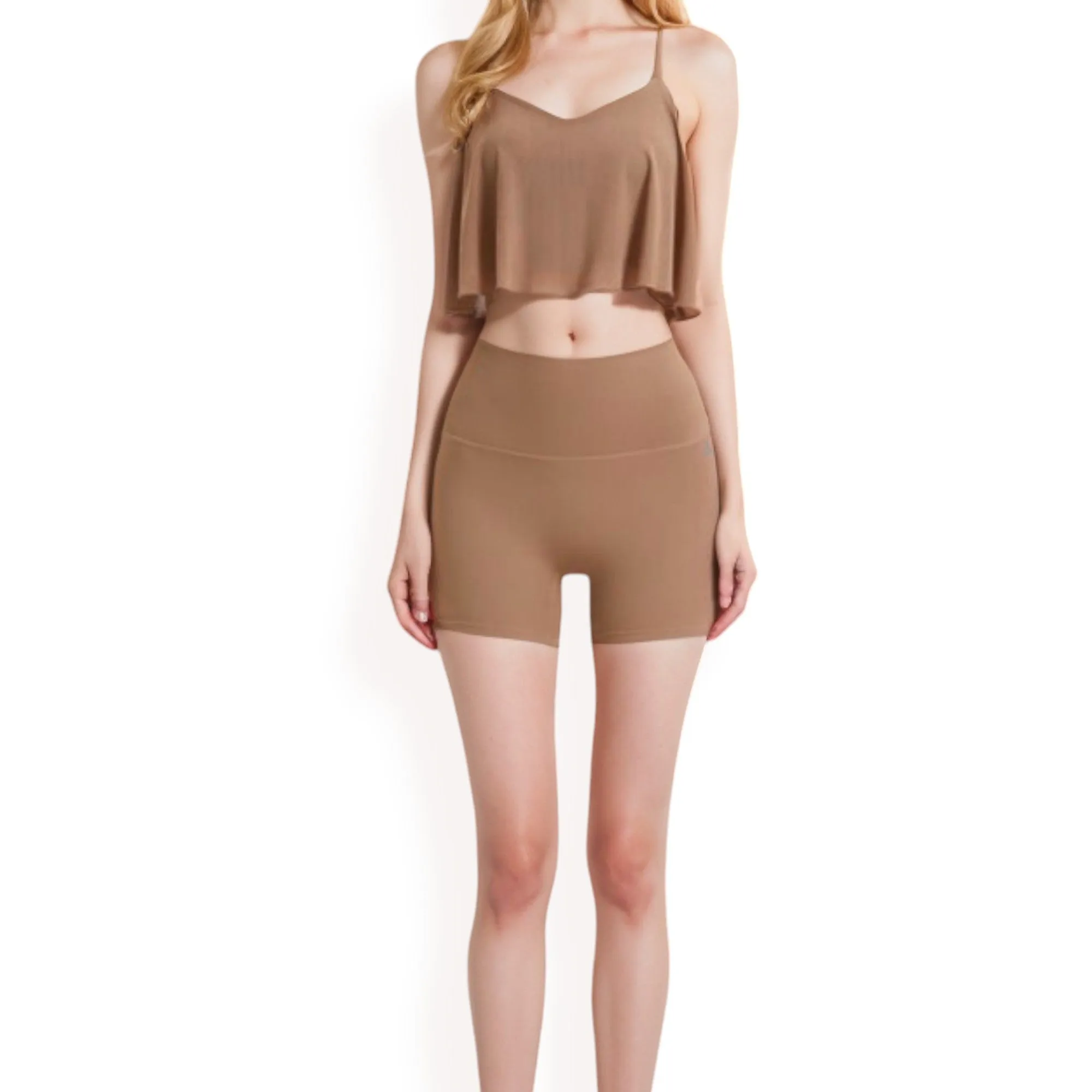 Anna-Kaci Women's High-Waisted Stretchy Biker Shorts with Back Pocket