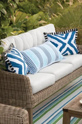 Arrows Linen Cobalt/White Embroidered Decorative Pillow Cover