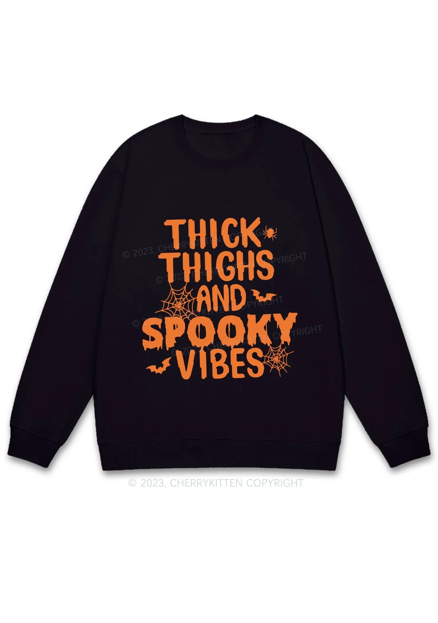 Bat Spider Spooky Vibes Halloween Y2K Sweatshirt Cherrykitten