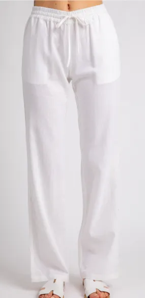 Beach Bound Linen Pants (White)