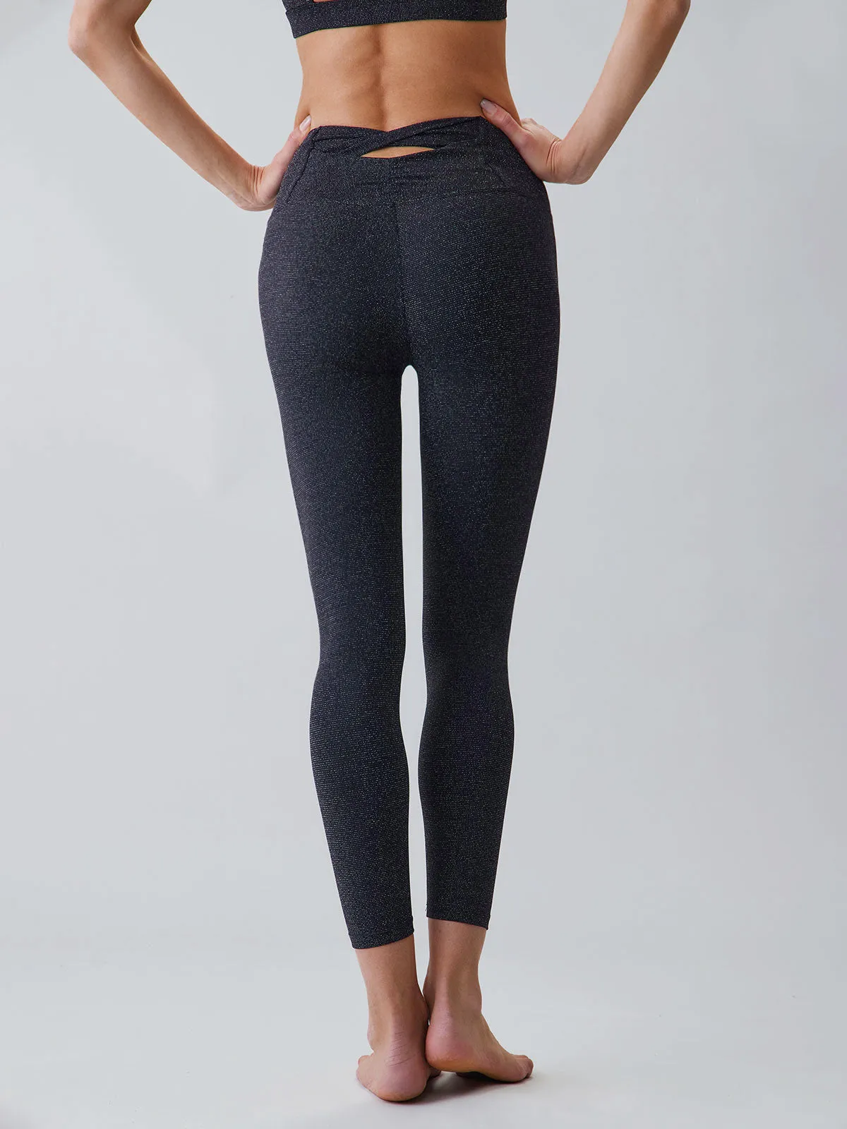 Black Glitter Cut Out Leggings 23”