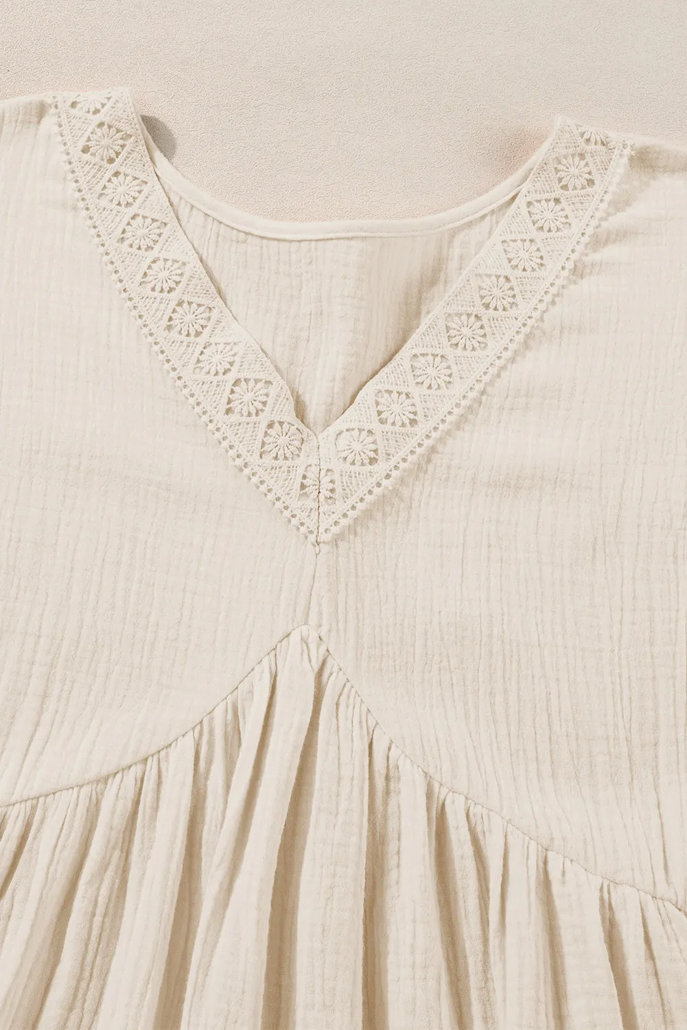 Bohemian Summer Mini Dress with Lace Detail