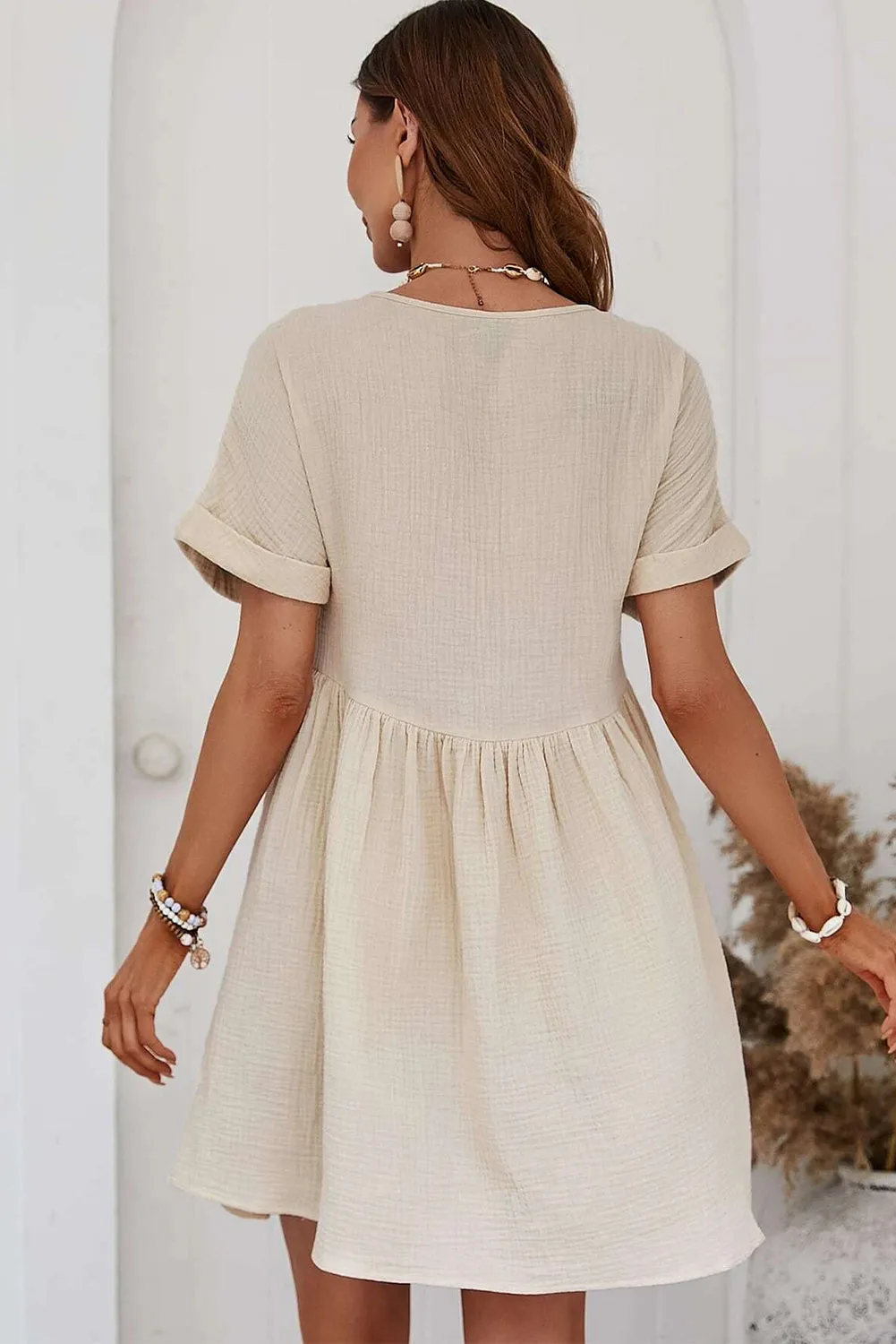 Bohemian Summer Mini Dress with Lace Detail