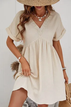 Bohemian Summer Mini Dress with Lace Detail