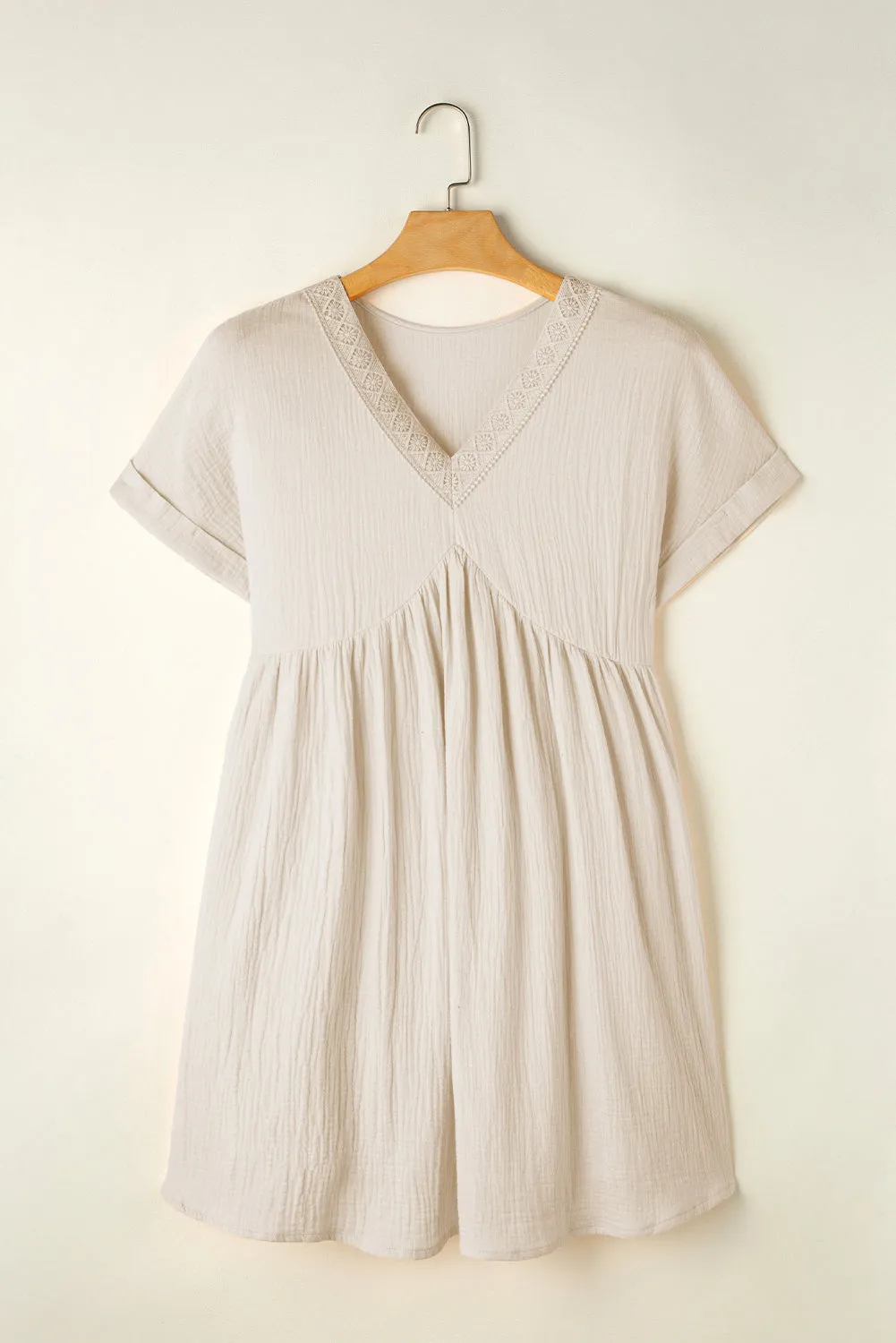 Bohemian Summer Mini Dress with Lace Detail