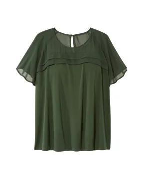 Callista Layered Pleat Top | Forest Green