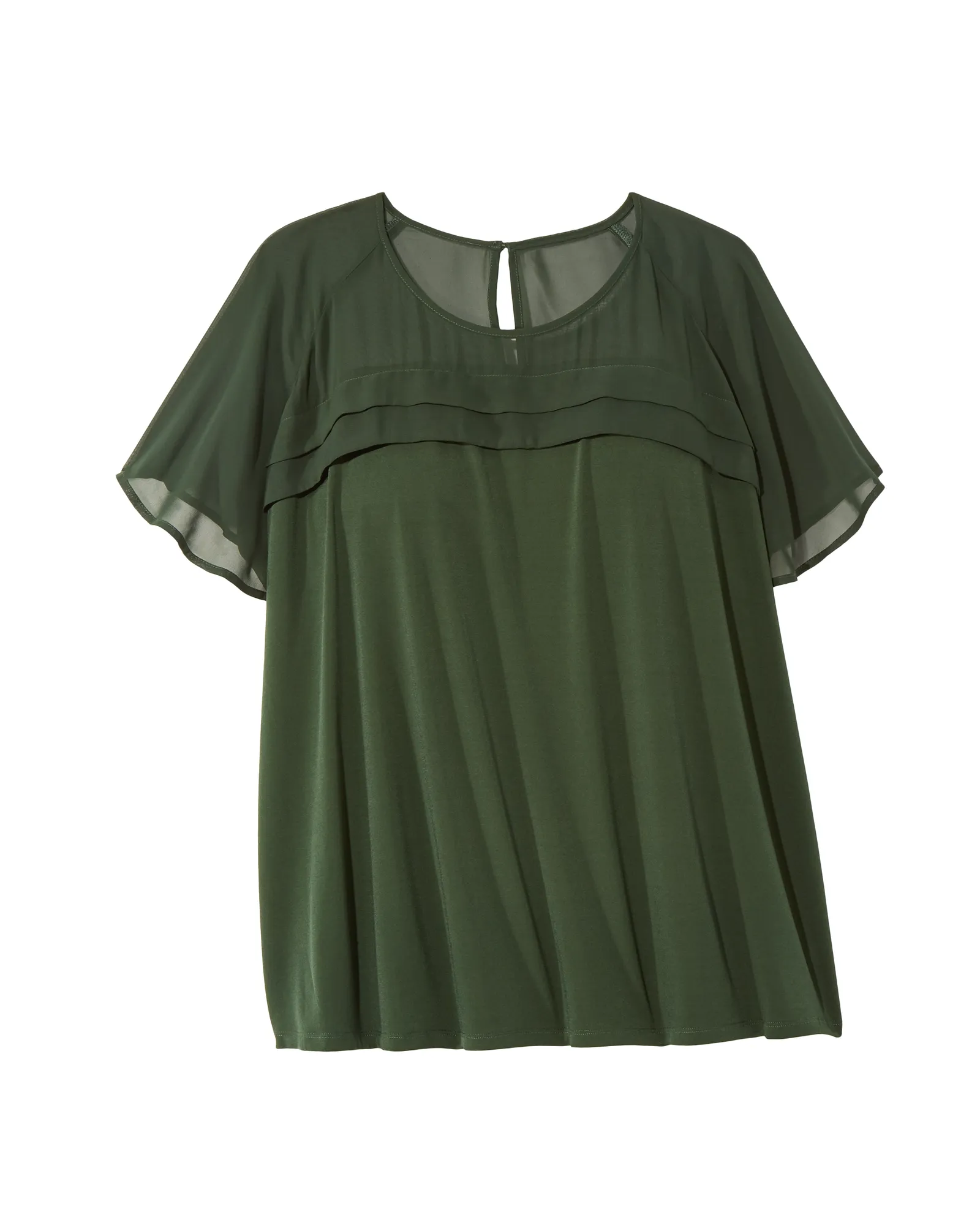 Callista Layered Pleat Top | Forest Green