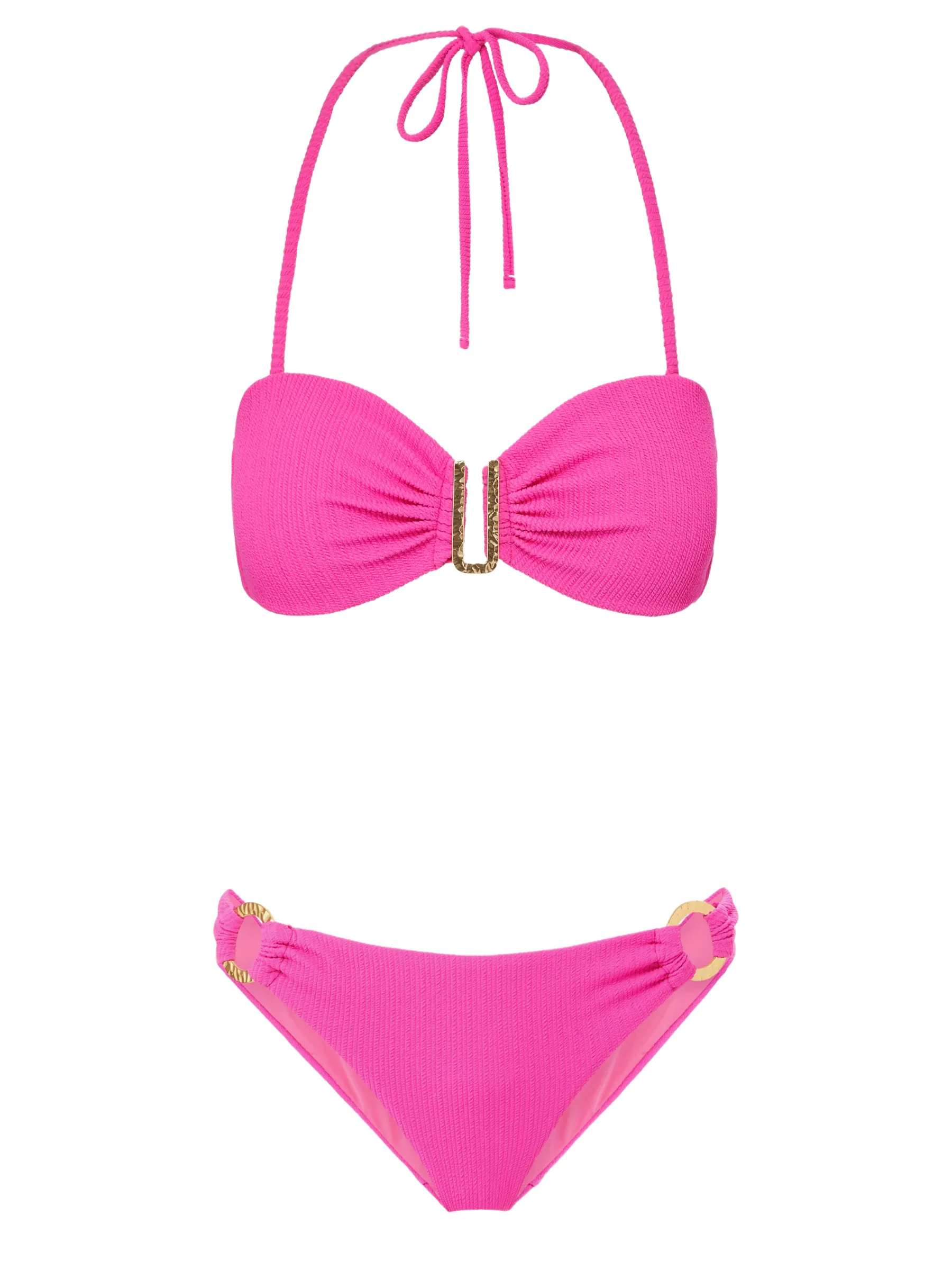 Cindy Top   Ring Trim Bottom in Shocking Pink Texture