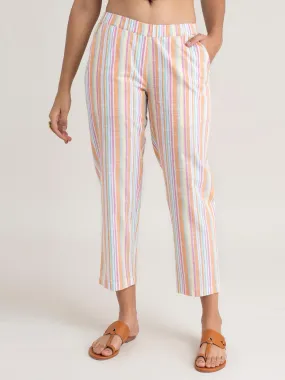 Cotton Candy Striped Pants - Orange