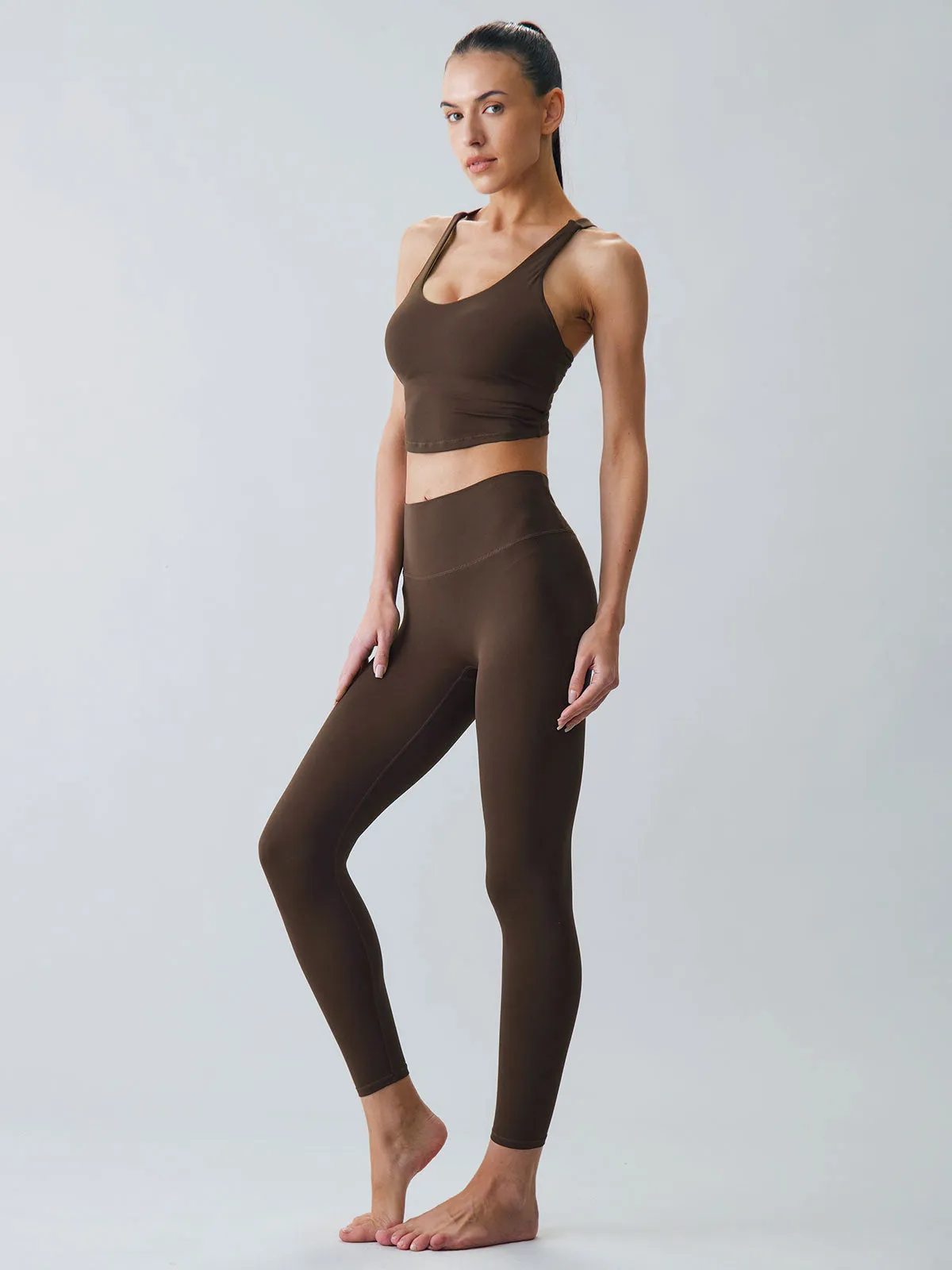 Dark Coffee Natural Waisted Leggings 23”
