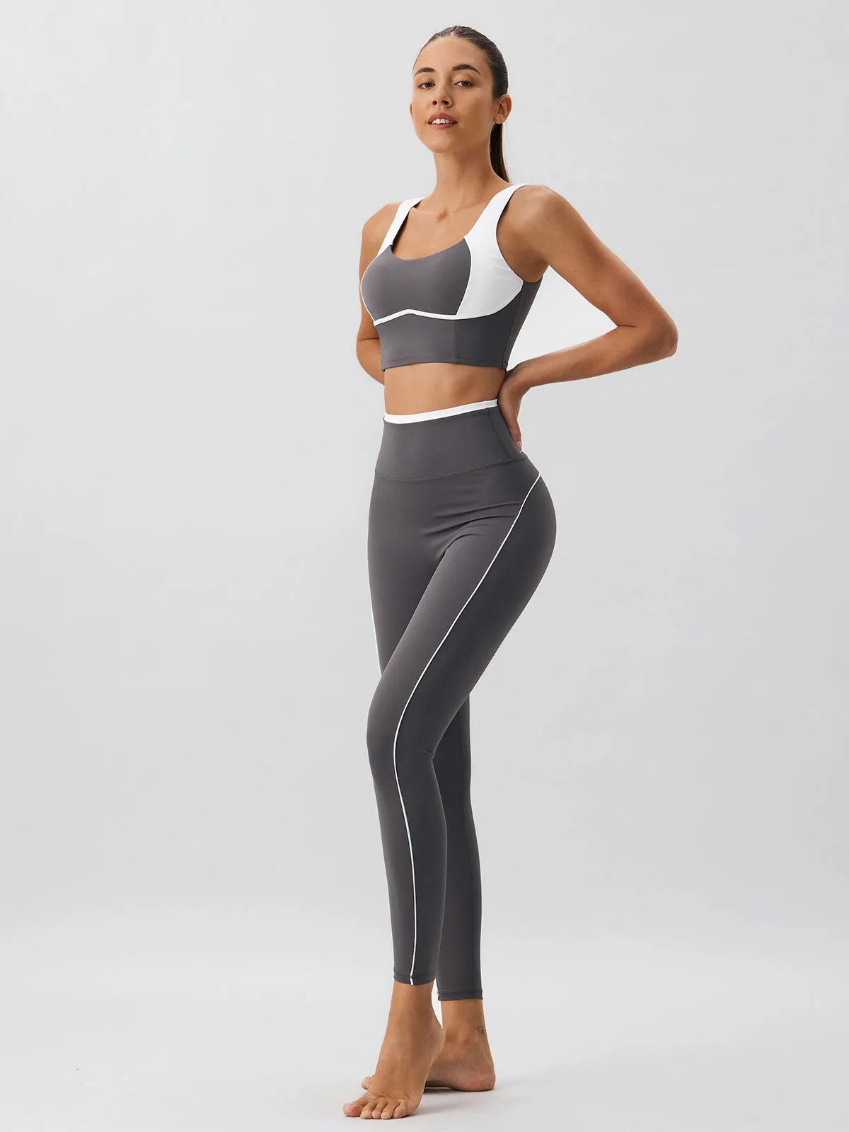 Dark Grey Contrast Leggings 25”