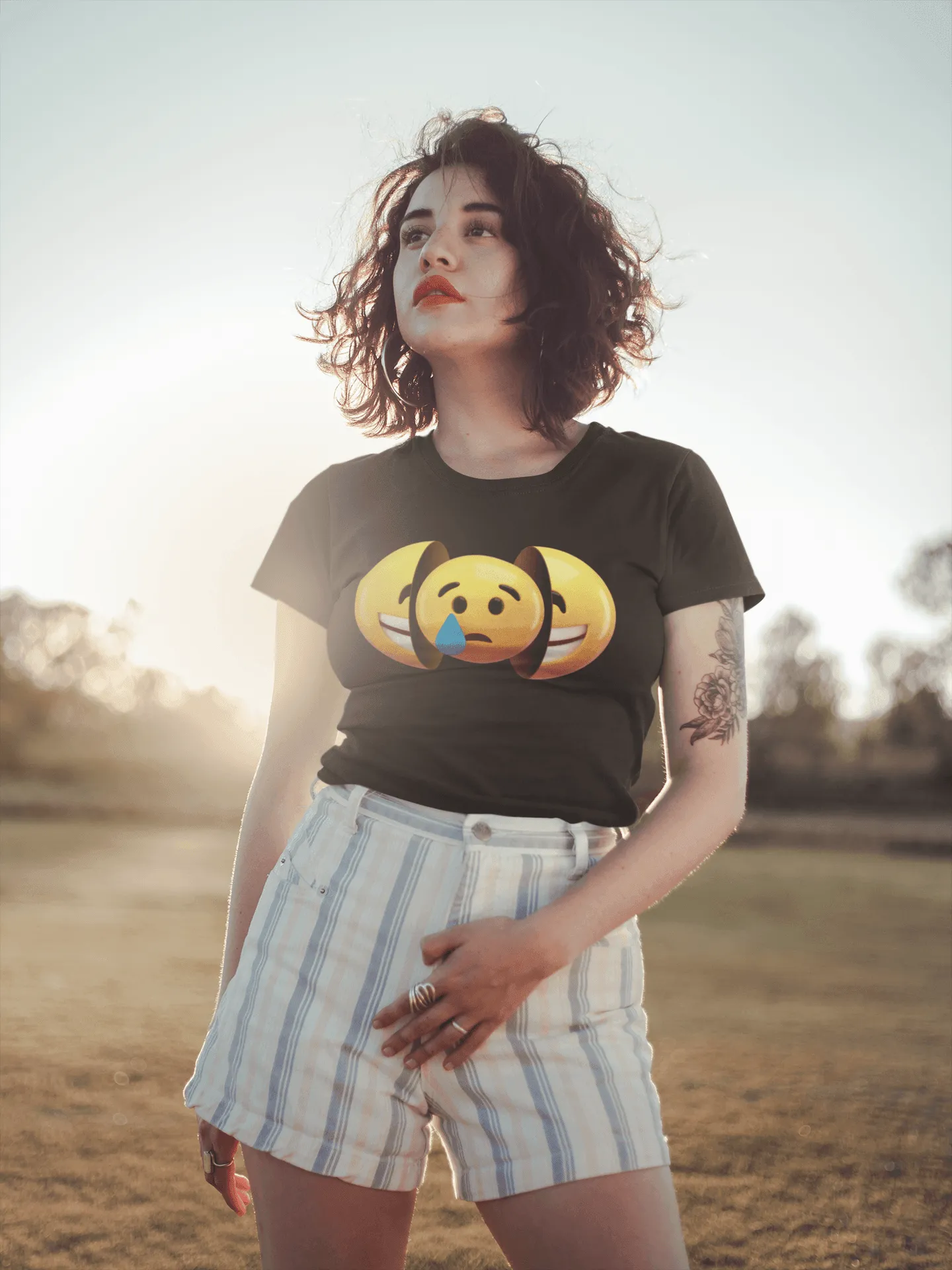 Dual Emotion Emoji - Happy Sad Tee