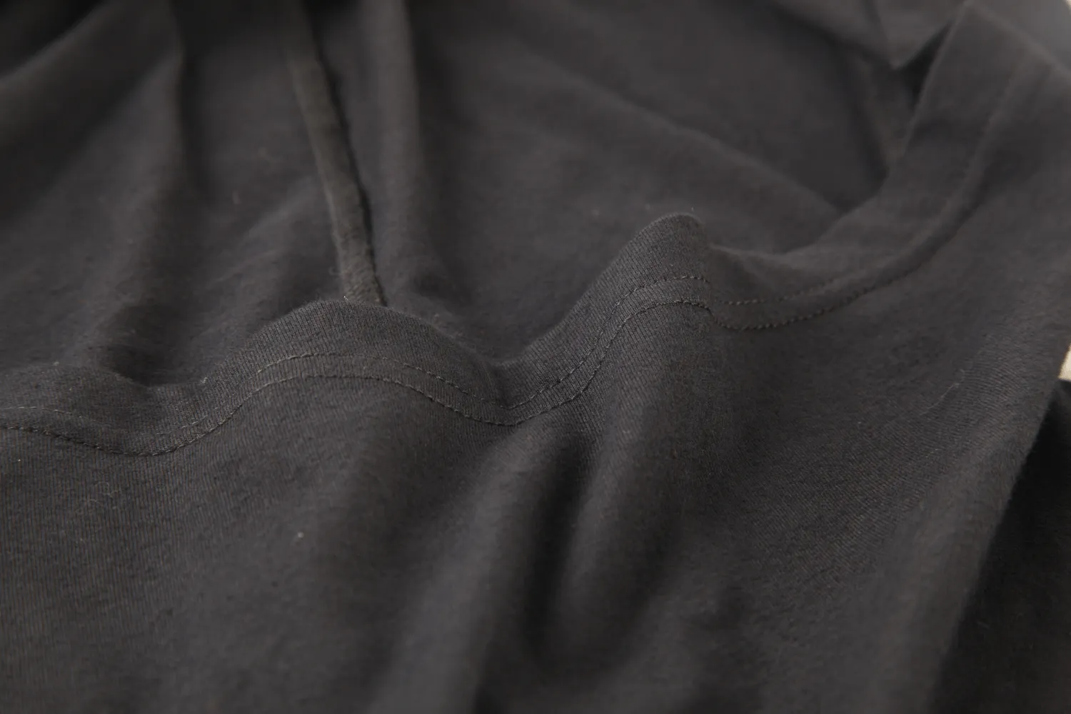 Edgy Black Hooded Top with Mesh Sleeves for Women