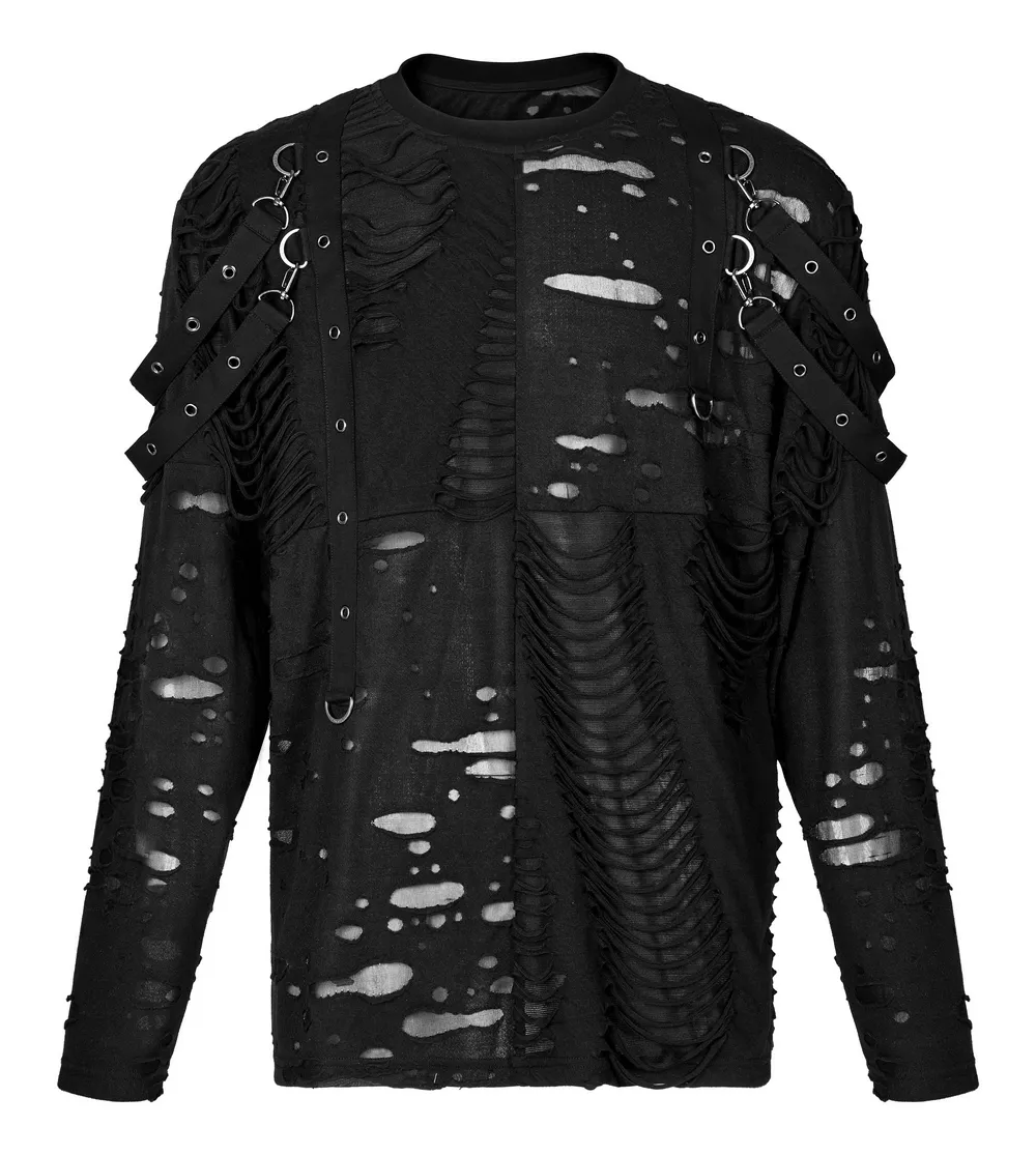 Edgy Knitted Top with Destructed Holes And Loops