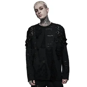 Edgy Knitted Top with Destructed Holes And Loops