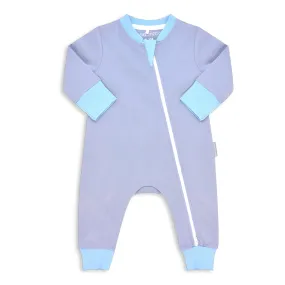 Endanzoo Organic Double Zippered Romper - Grey w/ Blue