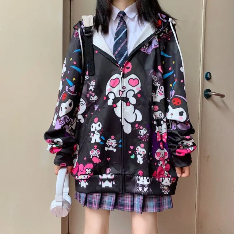 Evil Bunny Zip Up Hoodie