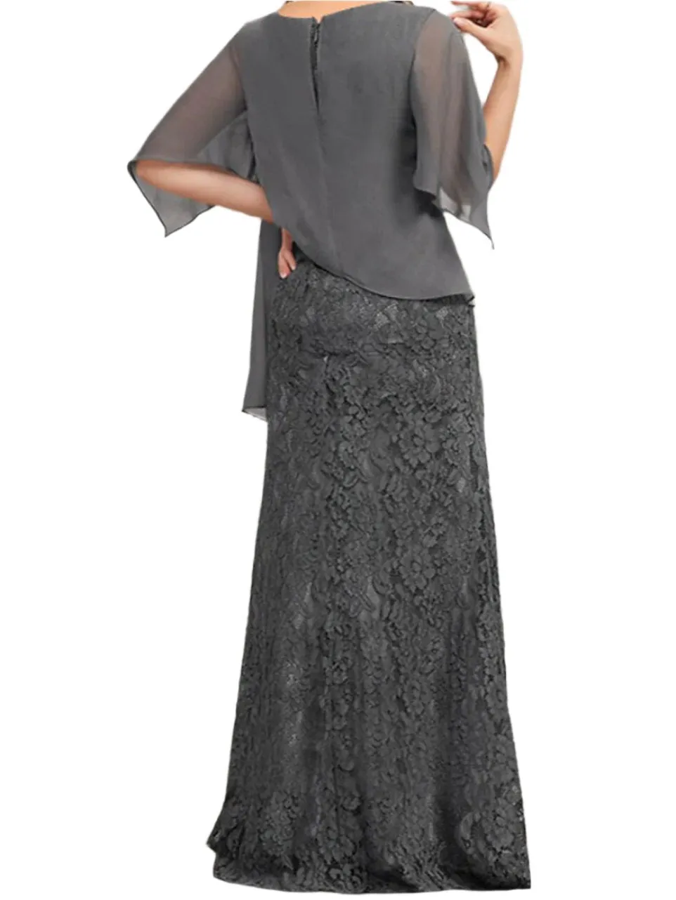 Floor Length Sheath Grey Mother of The Bride Dresses