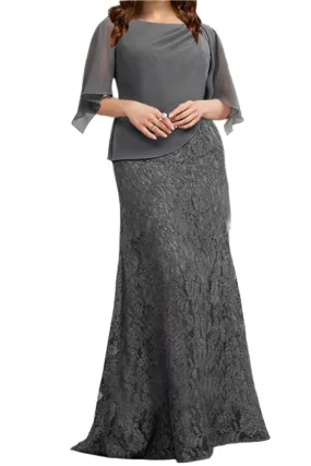 Floor Length Sheath Grey Mother of The Bride Dresses