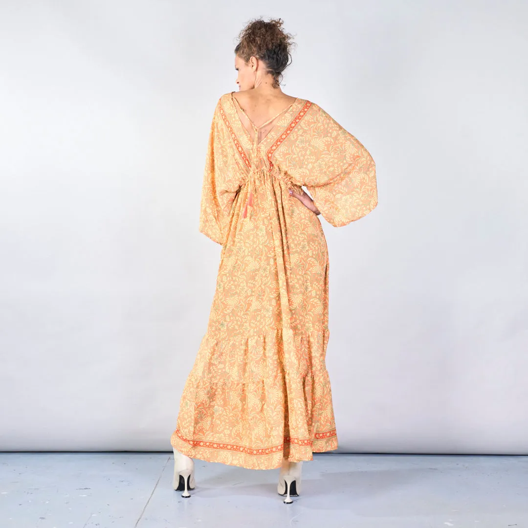Floral boho maxi dress with tassel tie wholesale