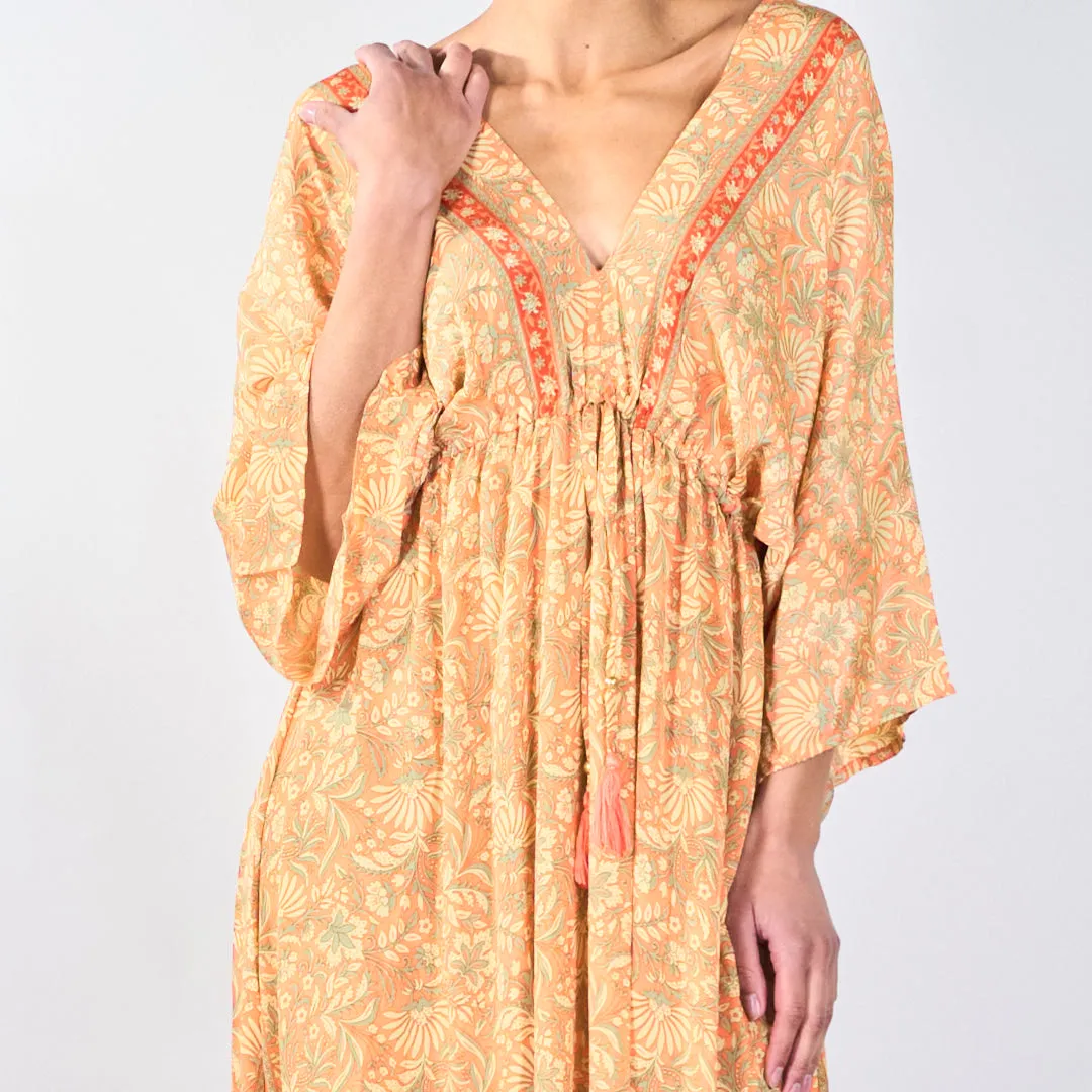 Floral boho maxi dress with tassel tie wholesale