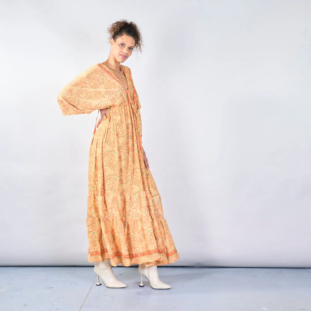 Floral boho maxi dress with tassel tie wholesale