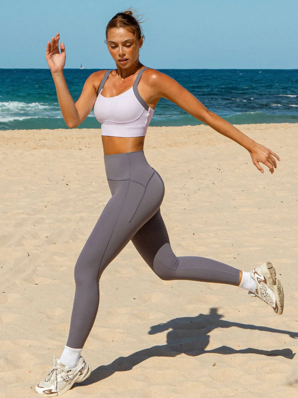 Grey High Waisted Leggings 25”
