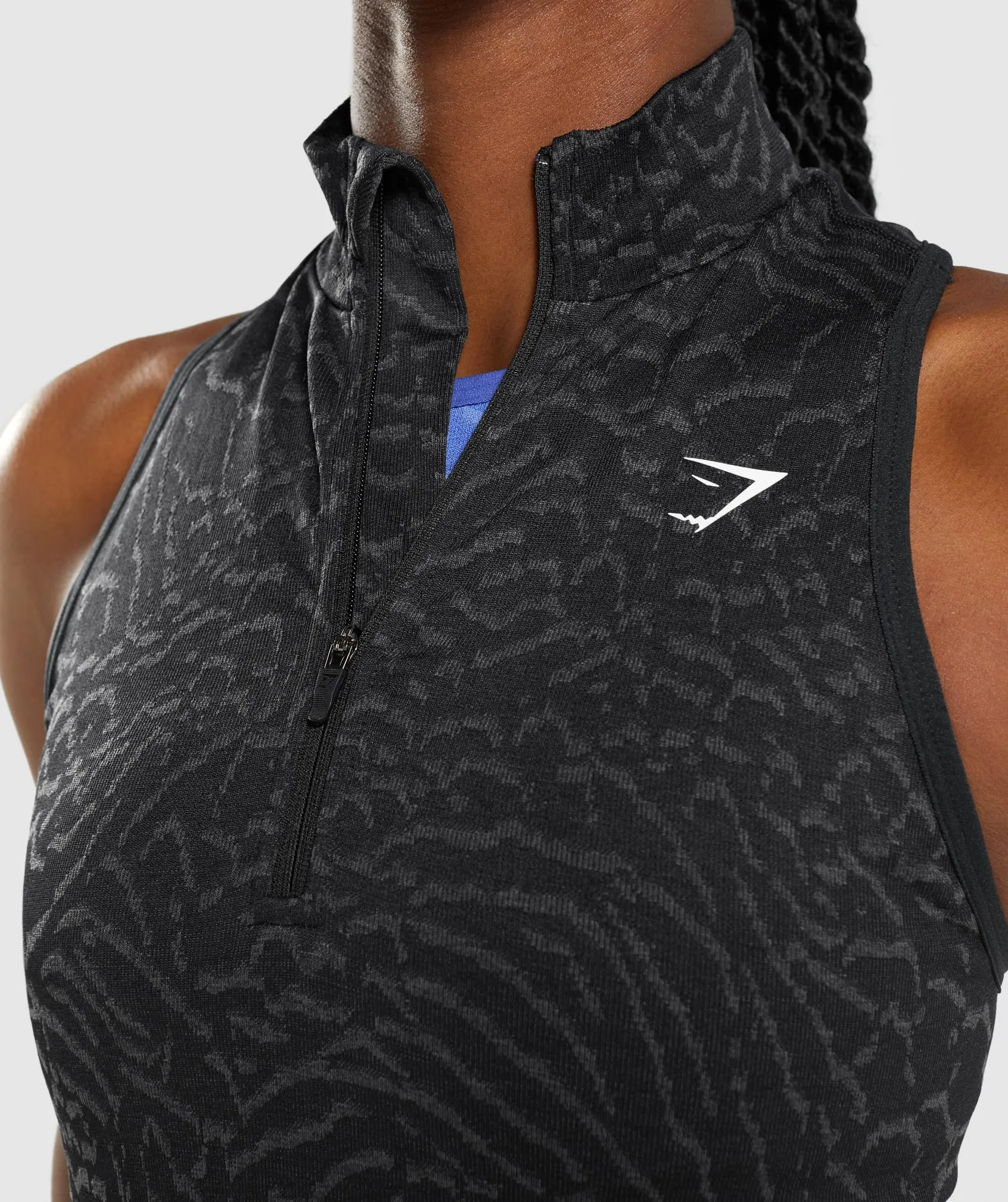 Gymshark Adapt Animal Seamless Crop 1/2 Zip - Hybrid | Black