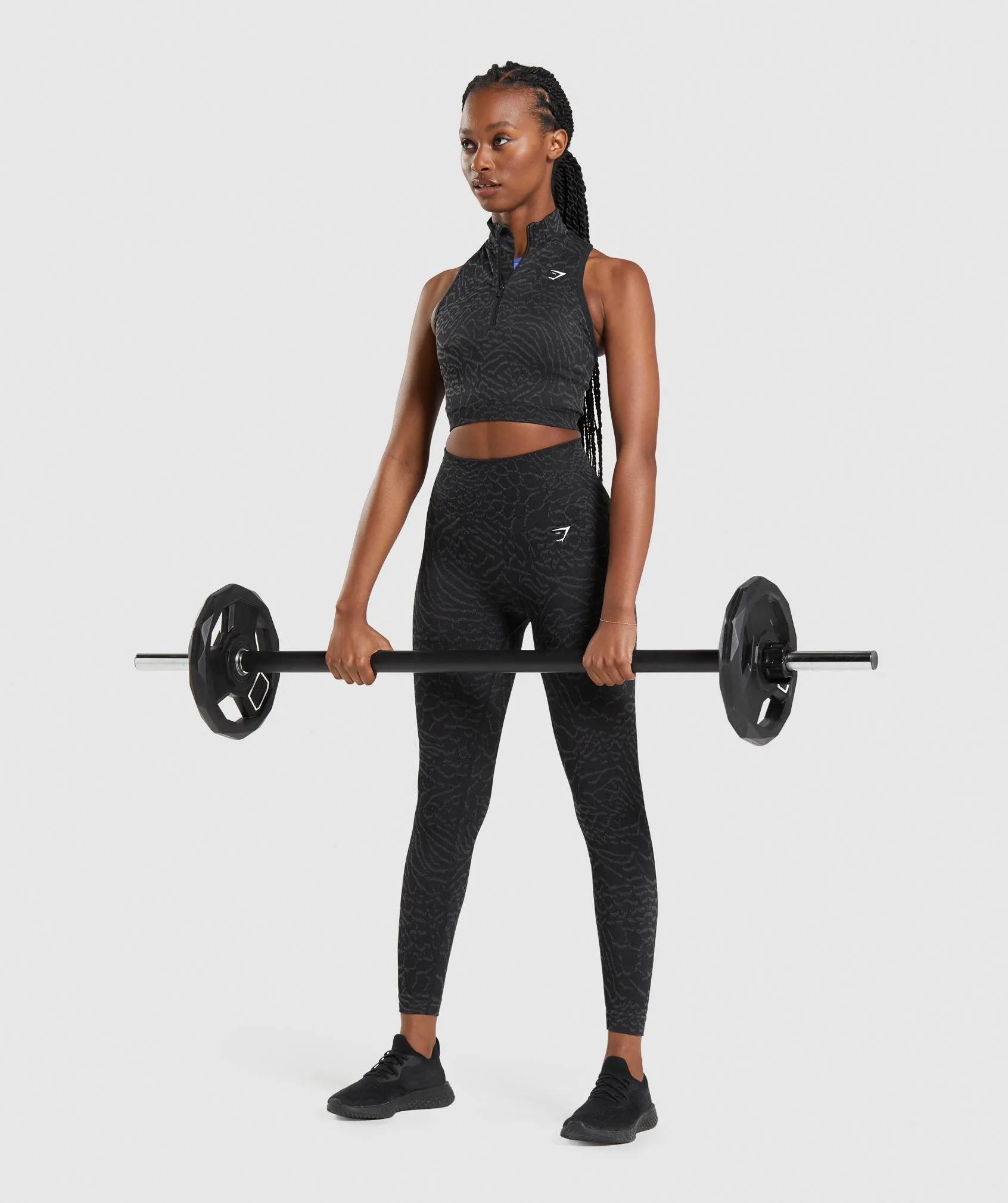 Gymshark Adapt Animal Seamless Crop 1/2 Zip - Hybrid | Black