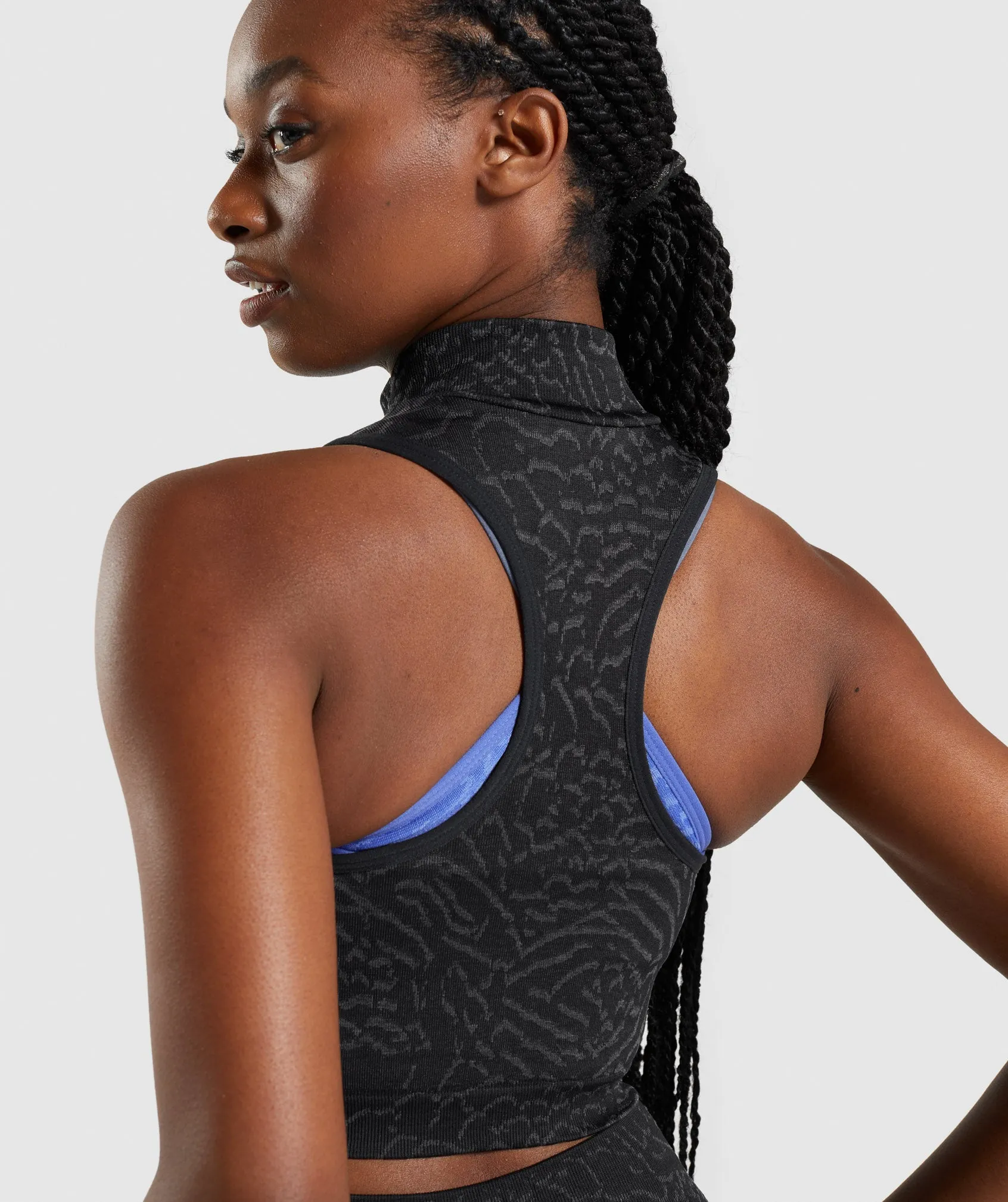 Gymshark Adapt Animal Seamless Crop 1/2 Zip - Hybrid | Black