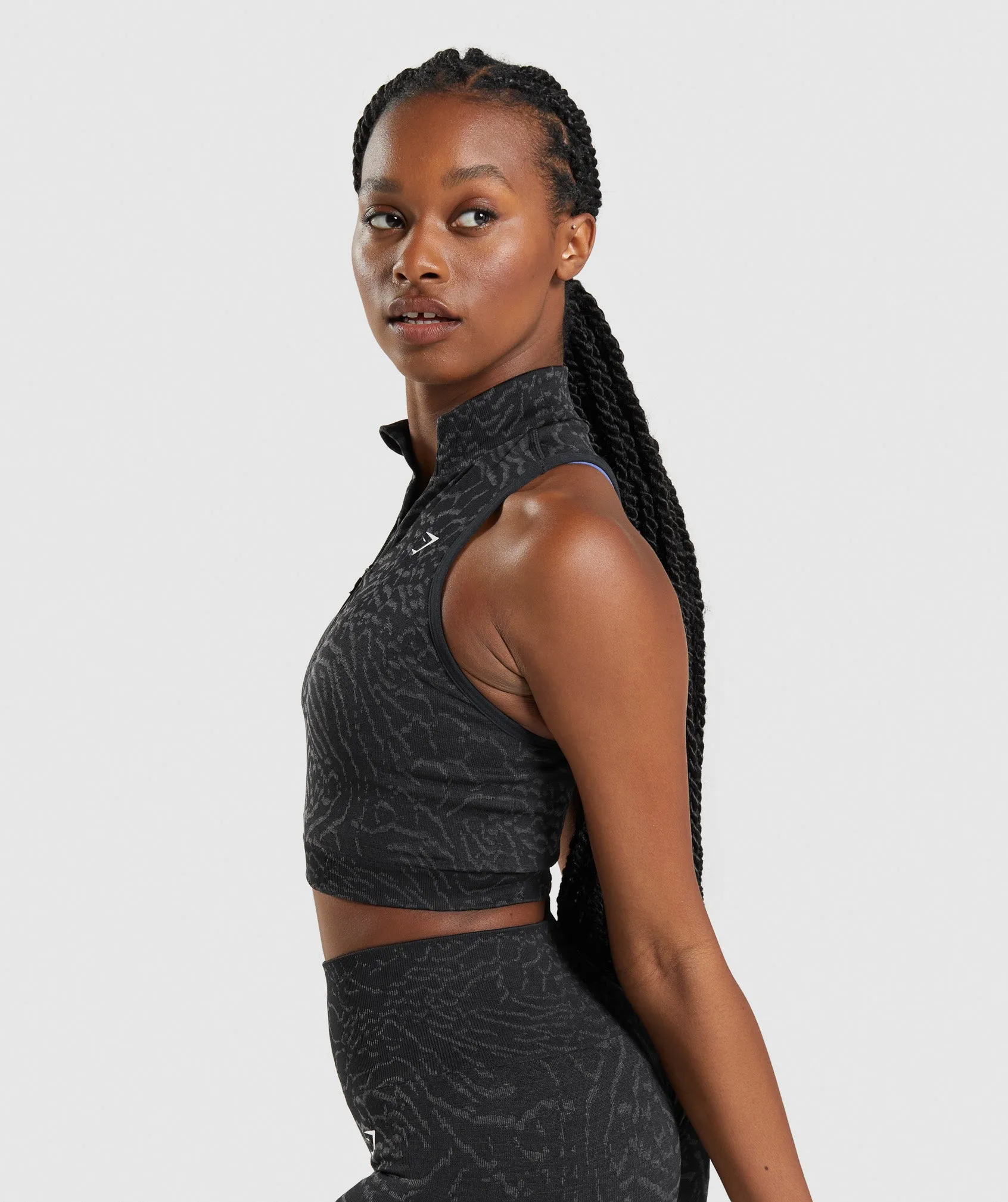 Gymshark Adapt Animal Seamless Crop 1/2 Zip - Hybrid | Black