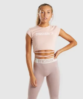 Gymshark Ribbon Capped Sleeve Crop Top - Blush Nude
