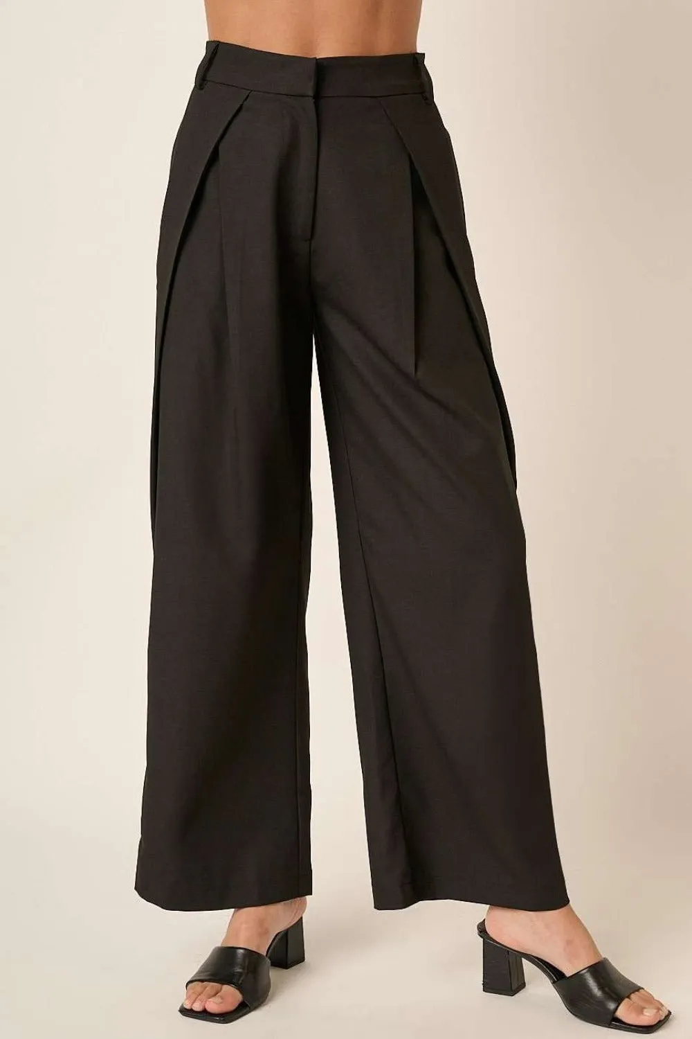 Hazel Blues® |  Mittoshop Deep Pleated High Waisted Wide Leg Pants