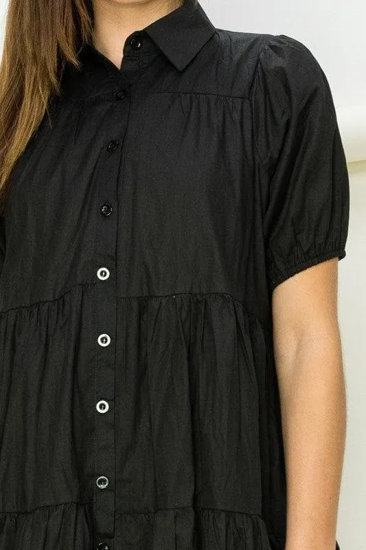 HYFVE Not Your Girl Tiered Button-Up Mini Dress,  2 Colors