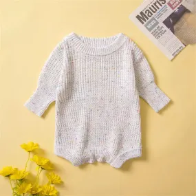 Knit Sweater Romper/White
