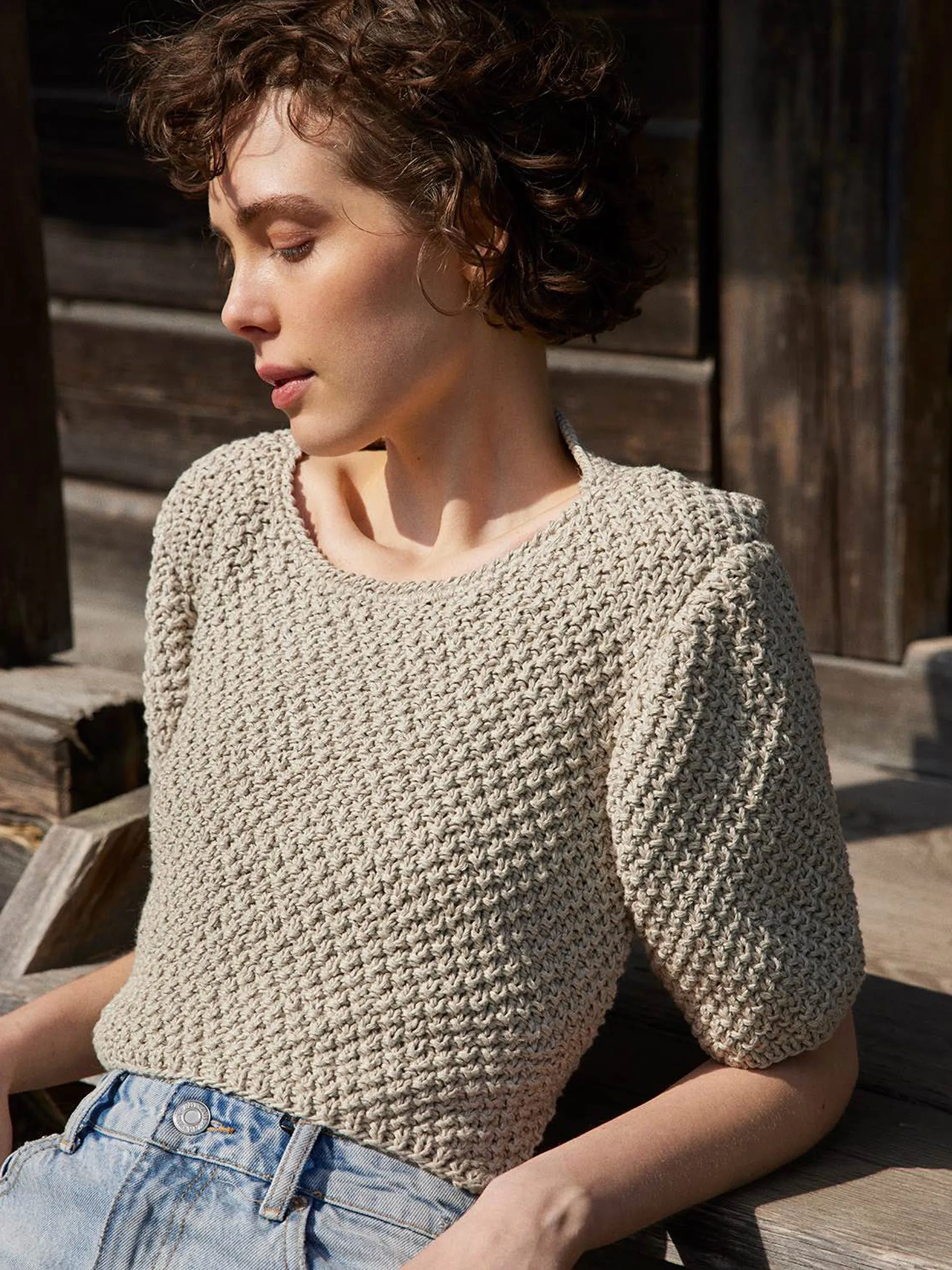 Lake galvė natural linen top