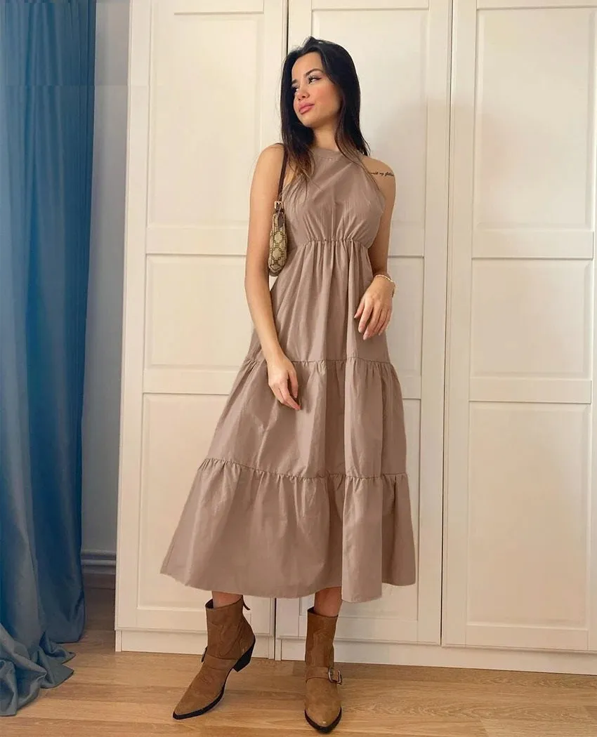 Leilani Halter Sleeveless Tiered Backless Dress