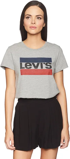 Levi's Women's Perfect Graphic Tee Shirt - Sportswear Logo Smokestack Heather