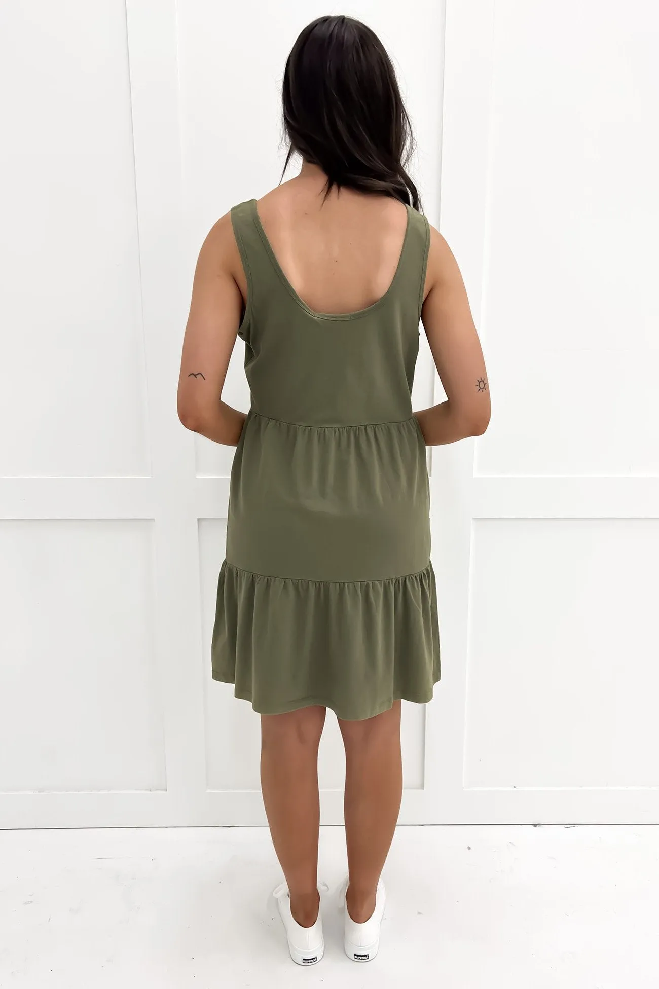 Linen Mini Dress Khaki