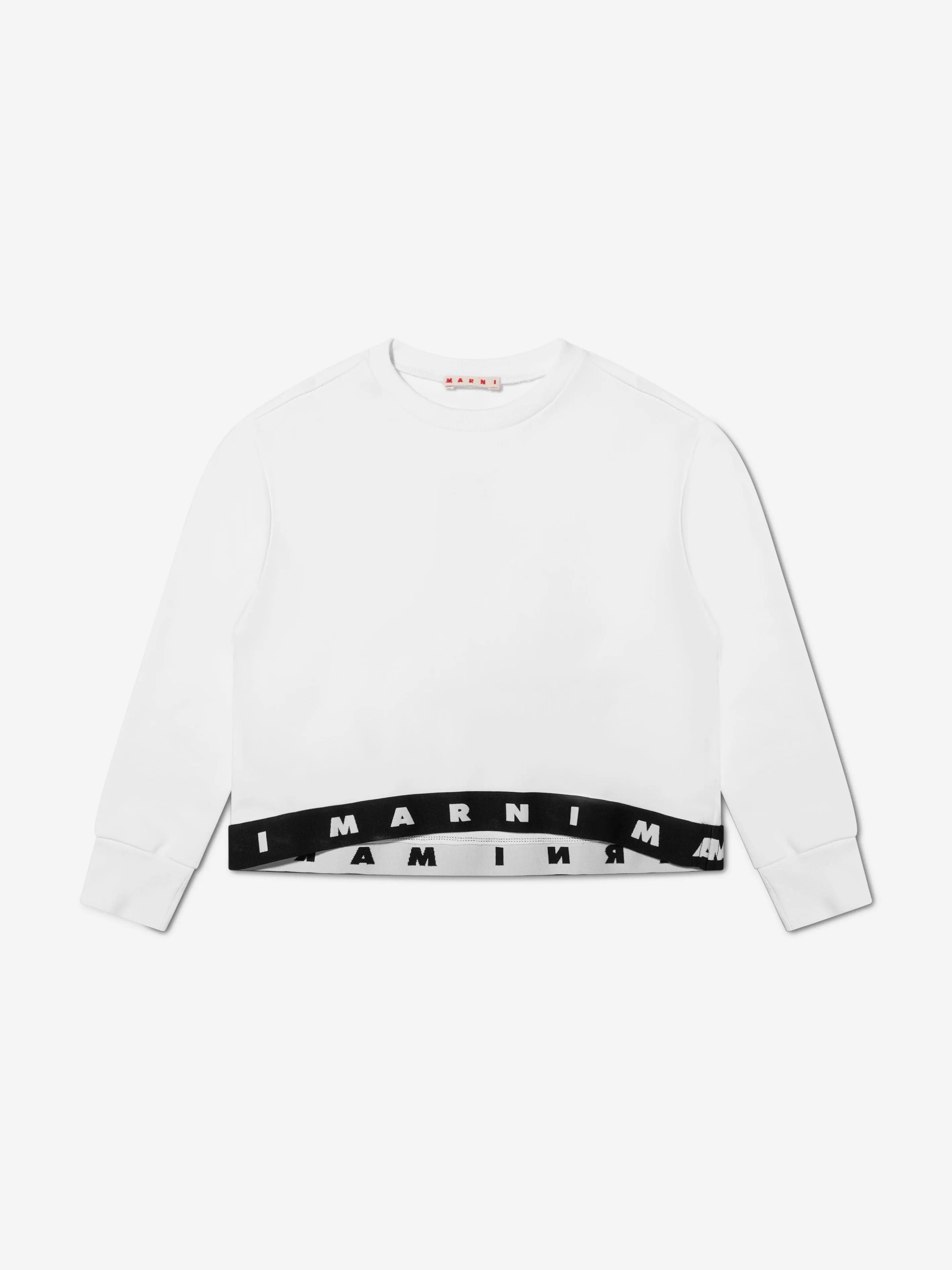 MARNI Girls Logo Band Sweatshirt in White
