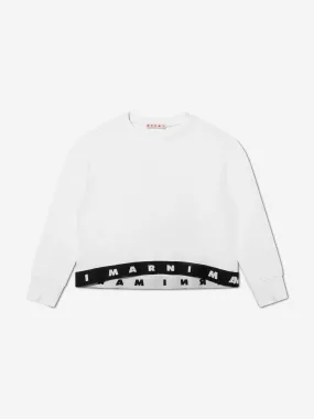 MARNI Girls Logo Band Sweatshirt in White