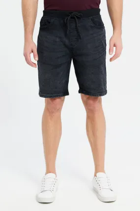 Men Black Pull On Shorts