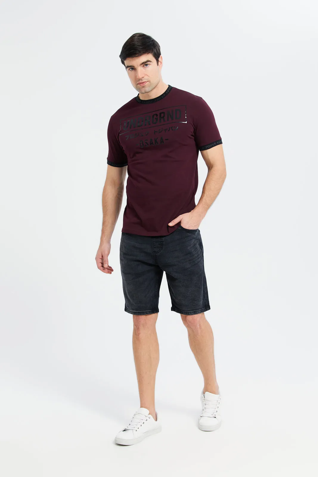 Men Black Pull On Shorts