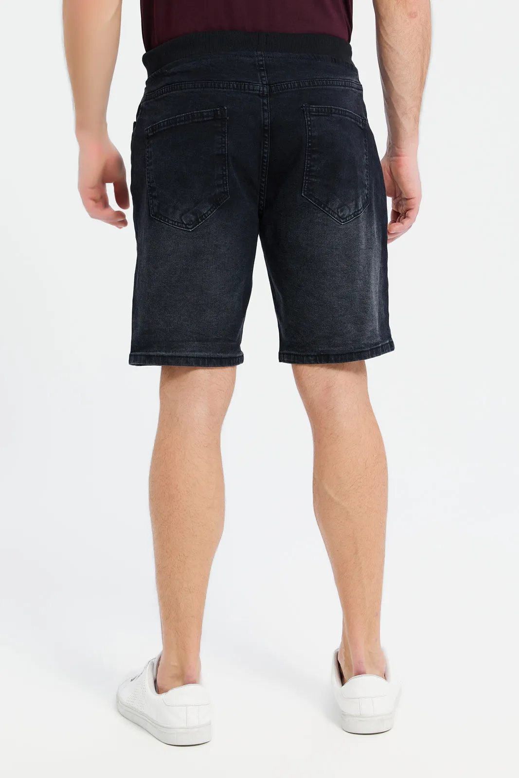 Men Black Pull On Shorts
