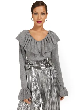 Metallic Ruffle Sweater