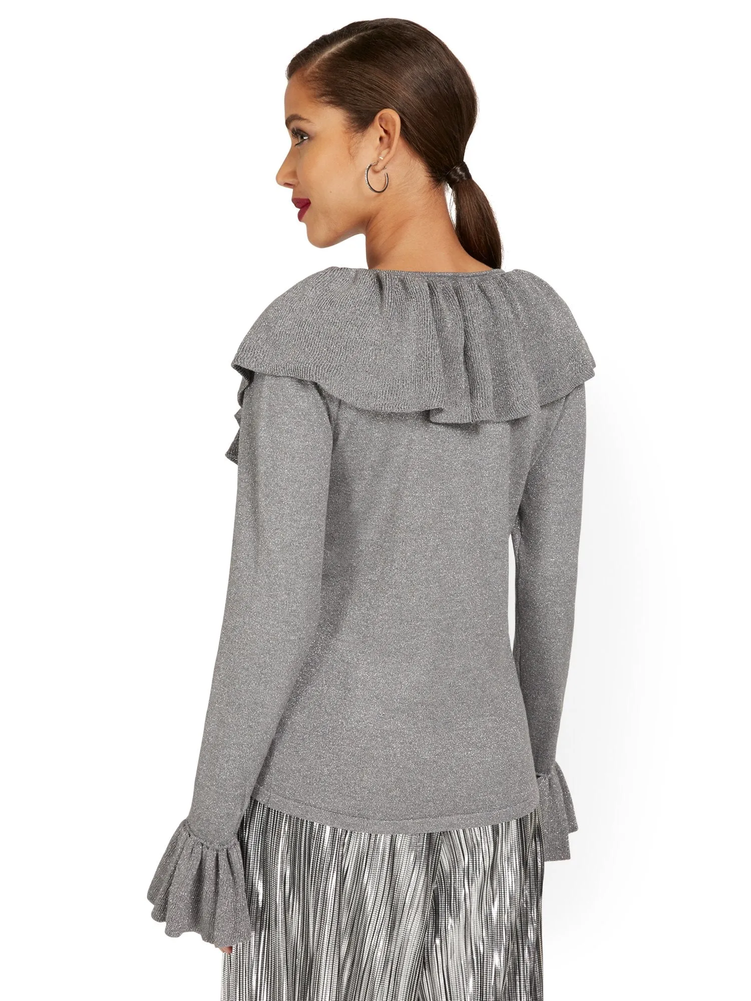 Metallic Ruffle Sweater
