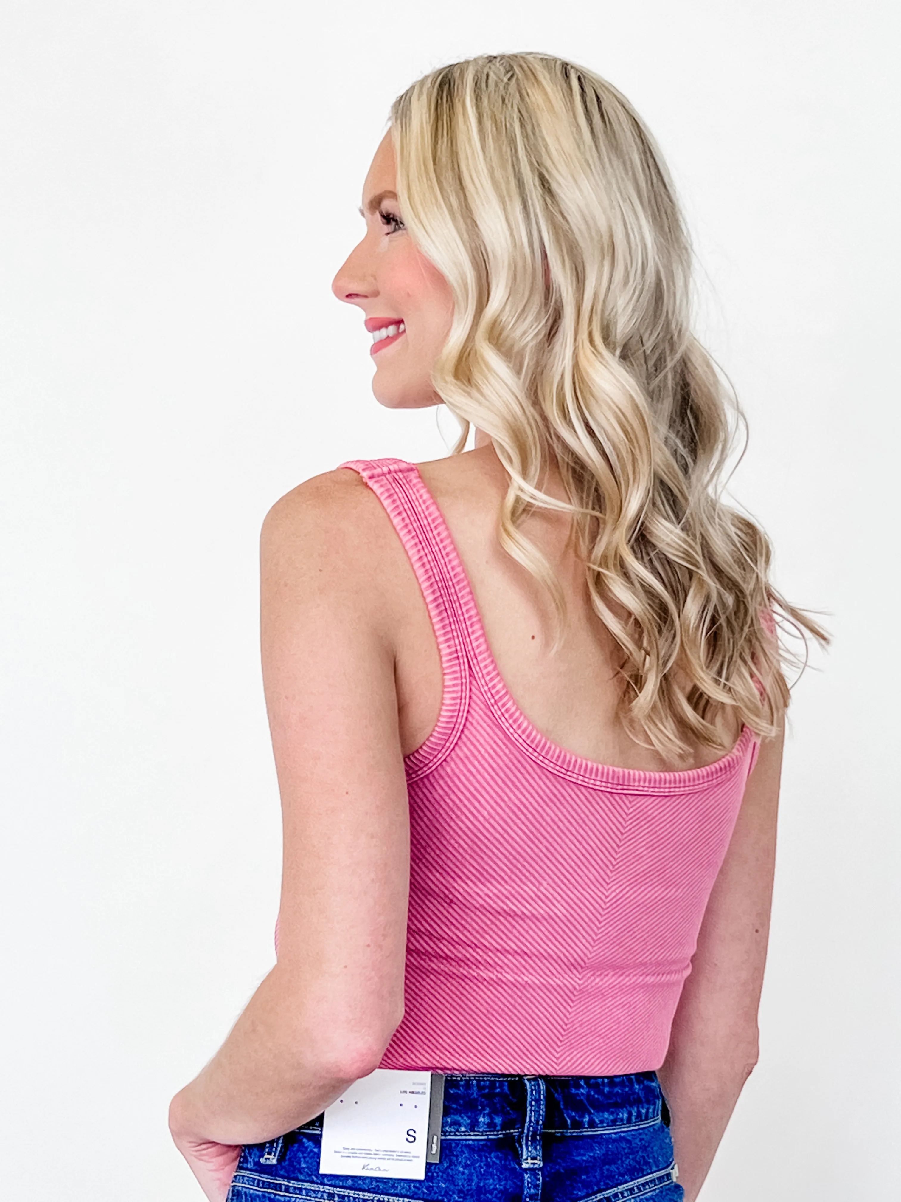 Morgan - Vintage Chevron Crop Top (Vintage Dried Rose)